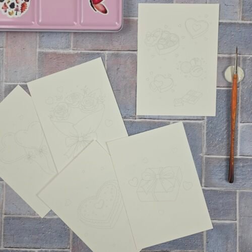 Lot 5 Cartes à peindre "Les Douceurs du Cœur"