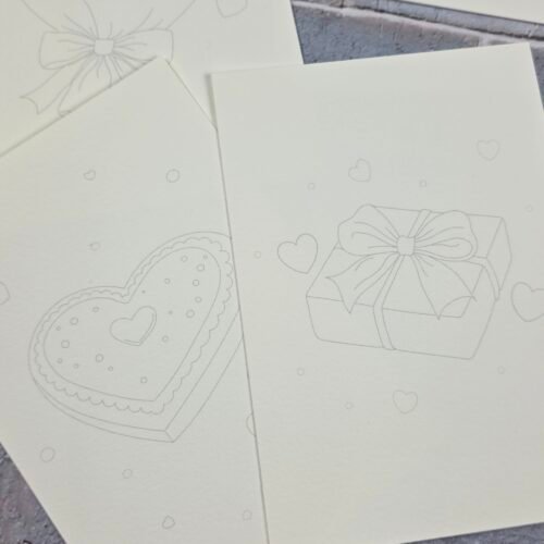 Lot 5 Cartes à peindre "Les Douceurs du Cœur"