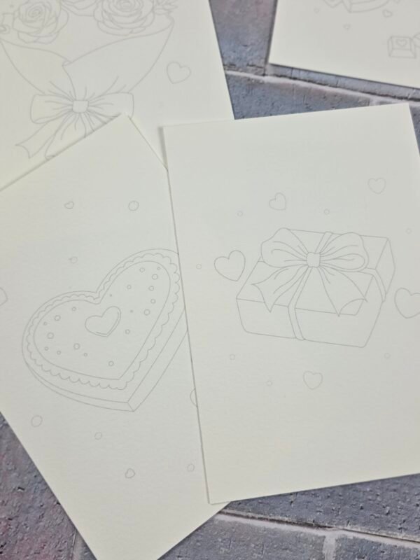 Lot 5 Cartes à peindre "Les Douceurs du Cœur"