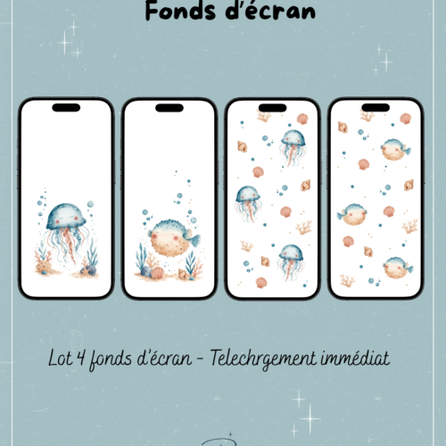 Lot fonds d’écran animaux marins mignons
