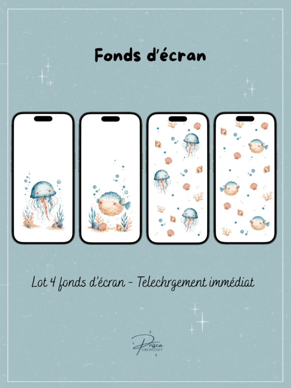 Lot fonds d’écran animaux marins mignons