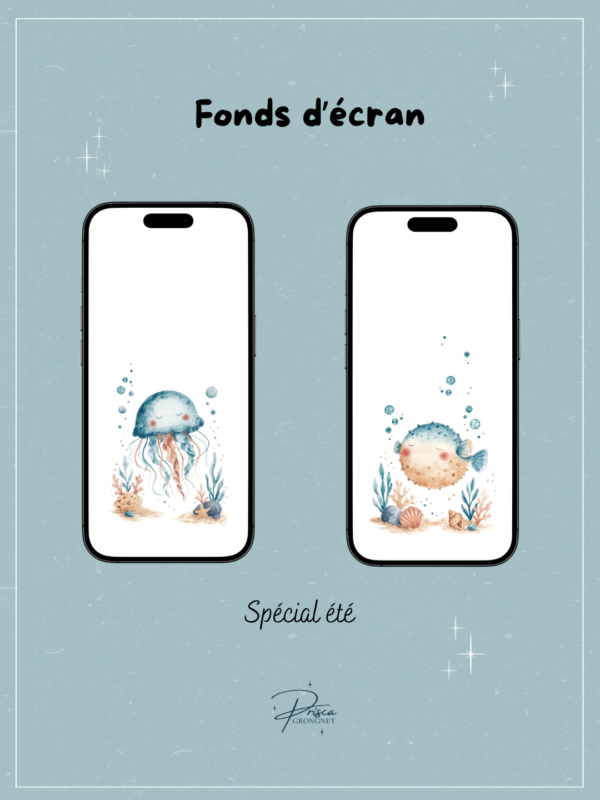 Lot fonds d’écran animaux marins mignons