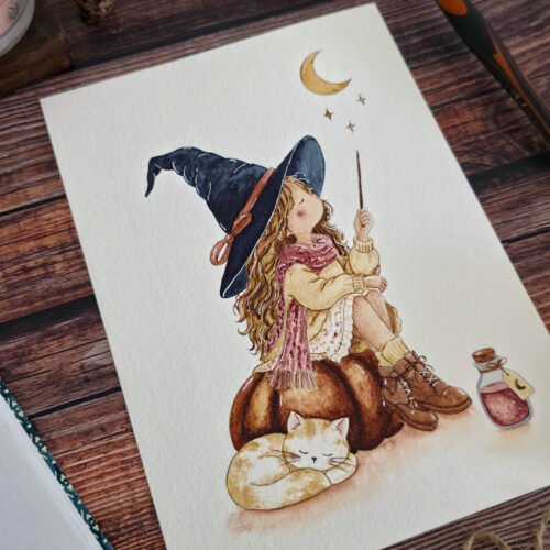 Lot 4 Cartes à peindre "Les petites sorcières"