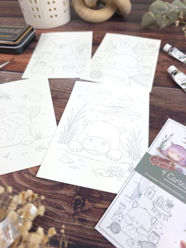 Lot 4 Cartes à peindre "Les petits rêveurs"