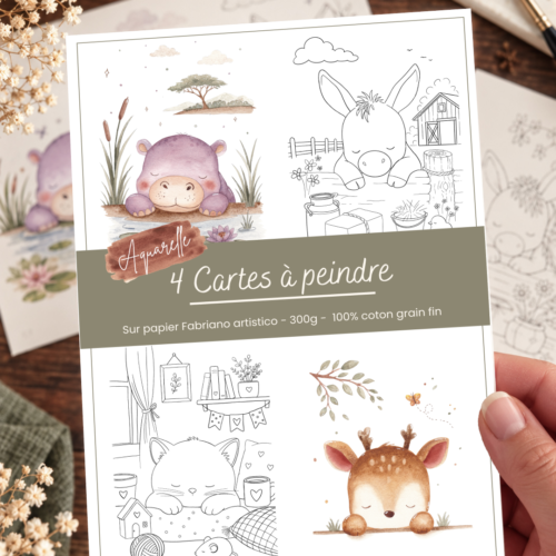 Lot 4 Cartes à peindre "Les petits rêveurs"