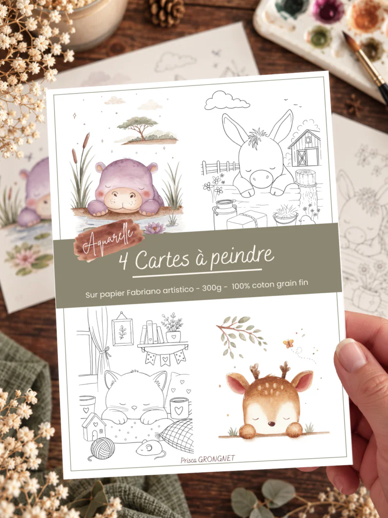 Lot 4 Cartes à peindre "Les petits rêveurs"