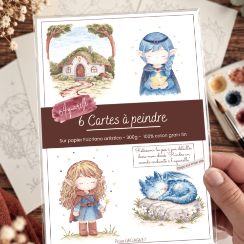 Lot 6 Cartes à peindre "Monde enchanté"