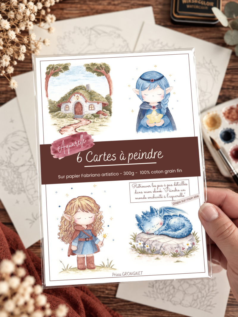 Lot 6 Cartes à peindre "Monde enchanté"