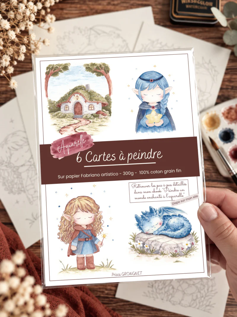 Lot 6 Cartes à peindre "Monde enchanté"